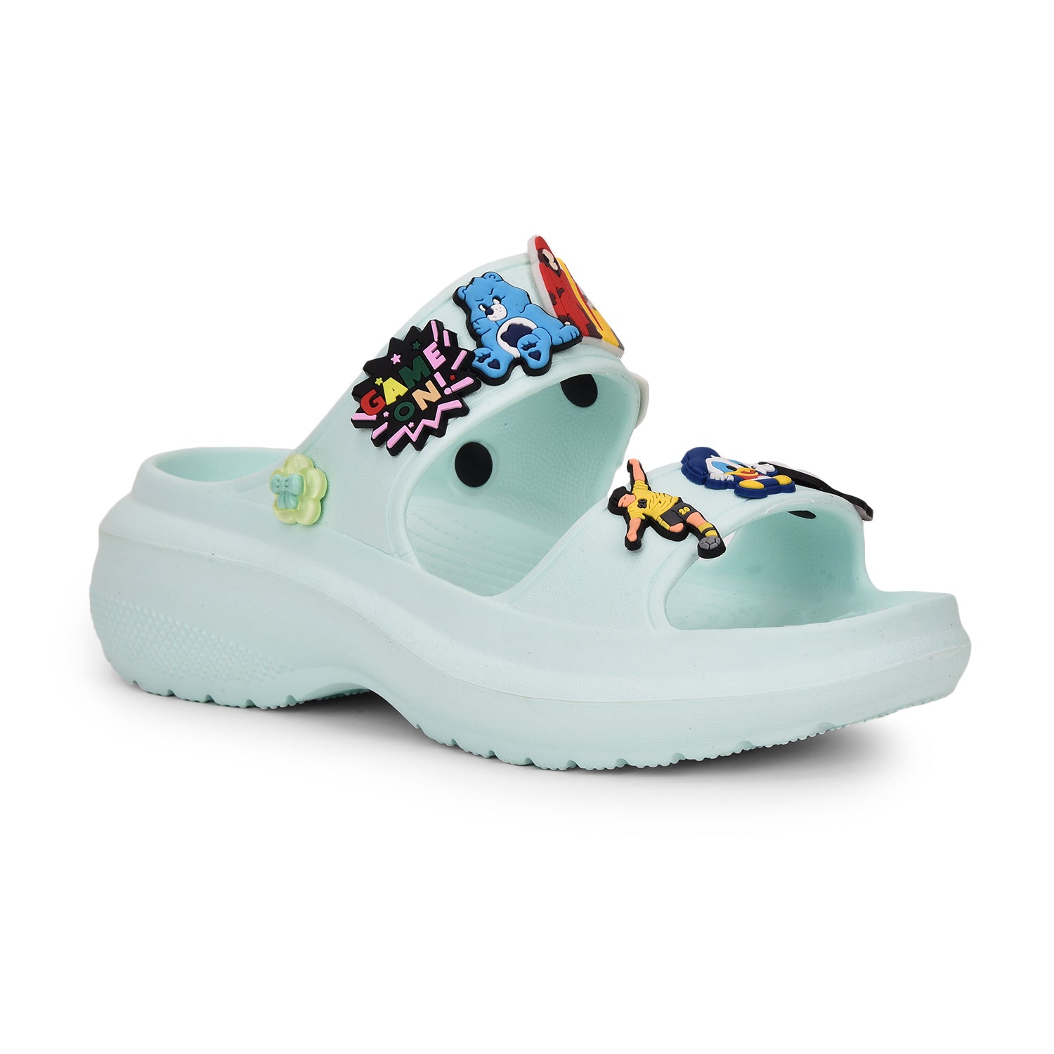 Women’s Open-Toe Chunky Clogs with Cute Charms