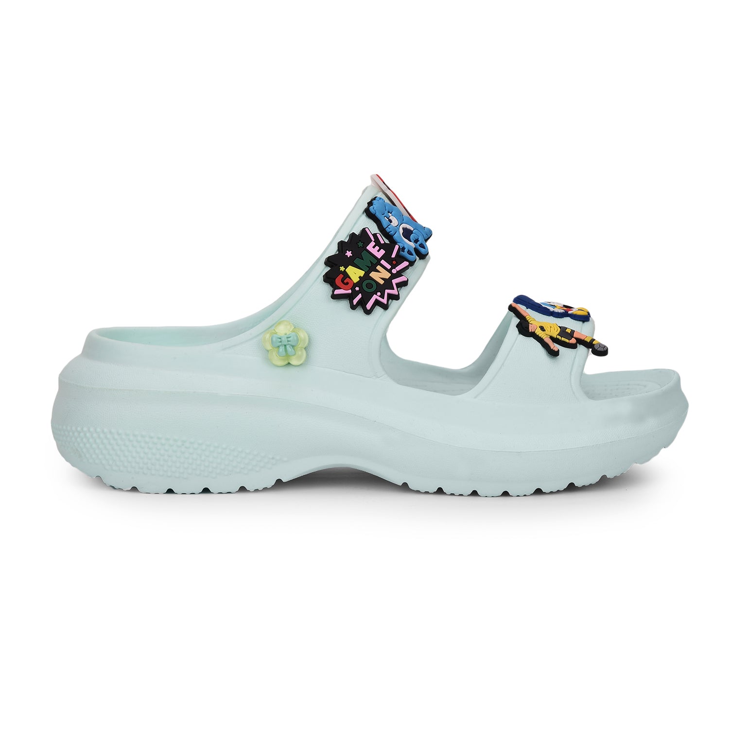 Women’s Open-Toe Chunky Clogs with Cute Charms